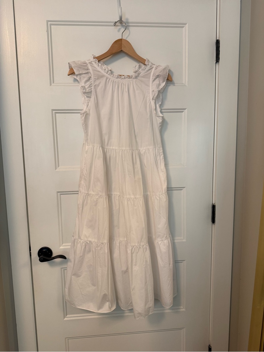 J. Crew White Ruffle Tiered Cotton Dress